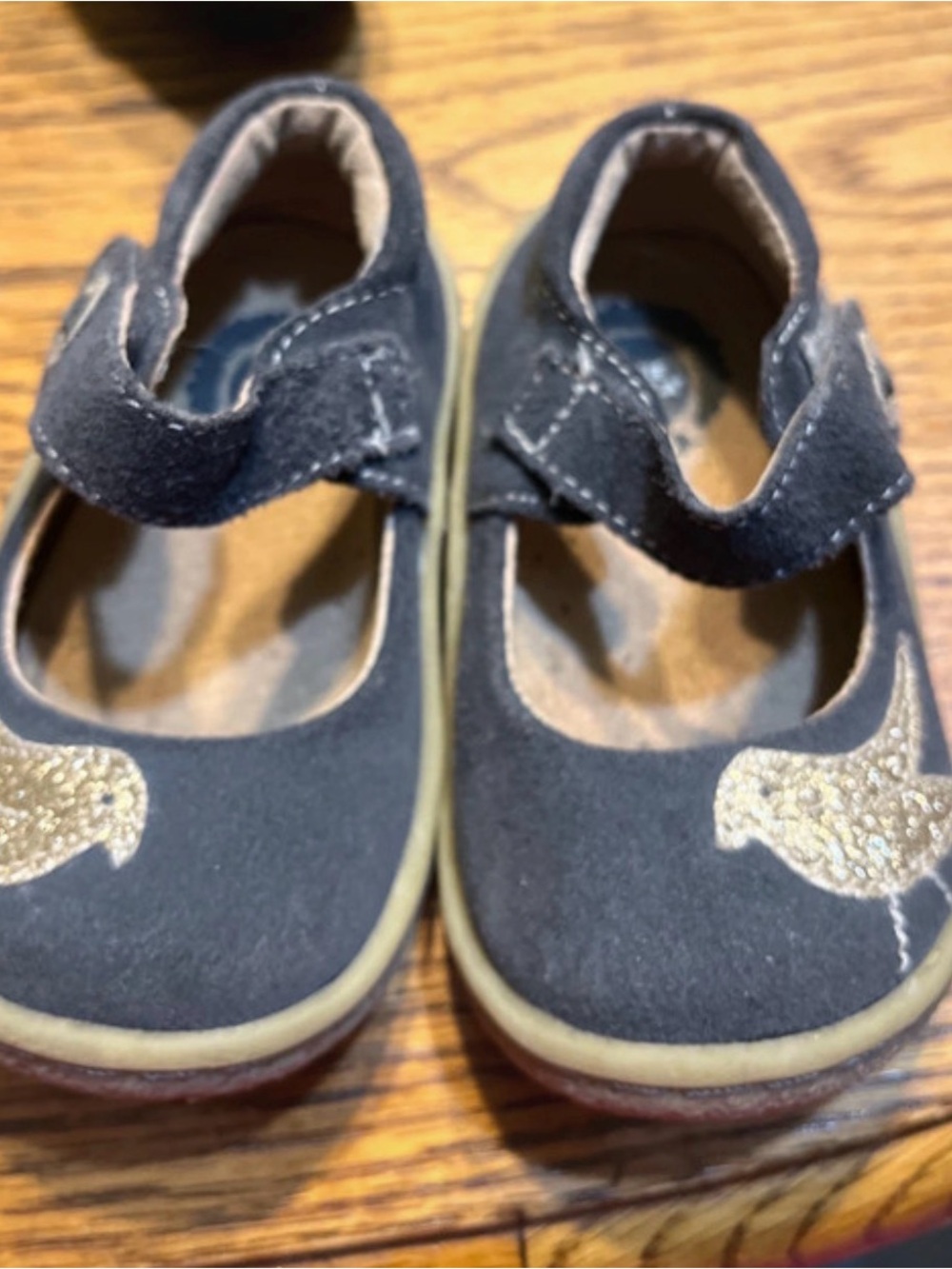 Livie & Luca Black Mary Jane Shoes with Gold Bird Detail
